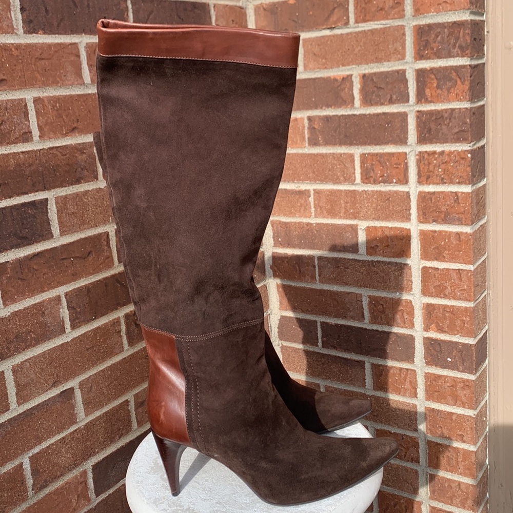 COPY - Costume National brown suede and leather tall dress boot size 40.5 us 8.5